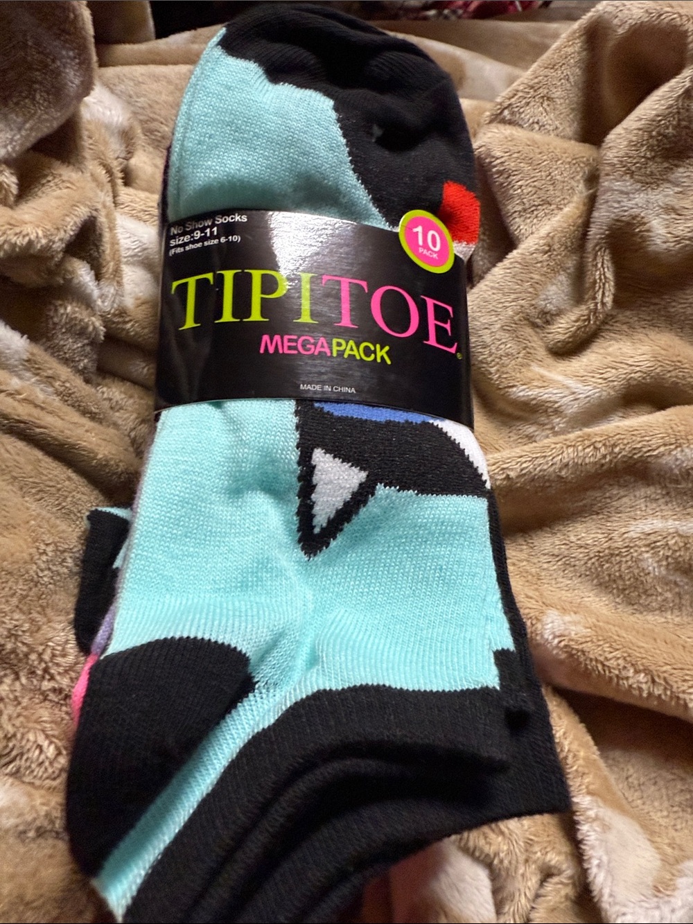 Womens No-Show Socks - Aqua & Black (Mega Pack)